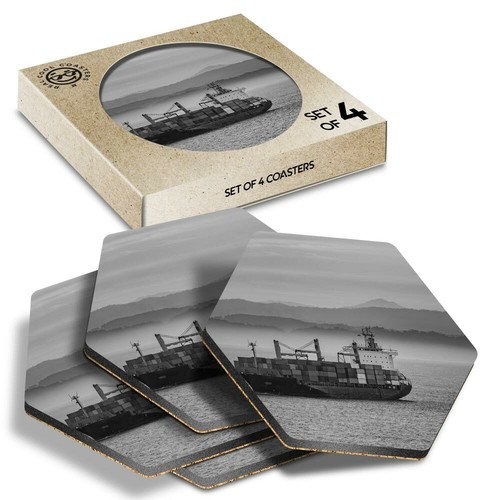 Hexagon coasters bw - coasters,