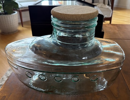 Vintage green glass boat - vintage,