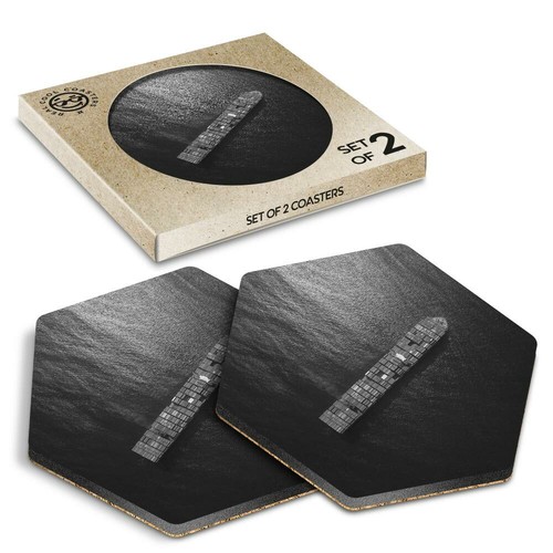 Hexagon coasters bw - hexagon,